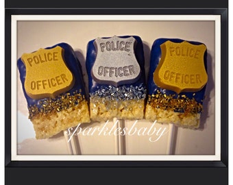 Police Officer, cop chocolate covered rixs krispie treats, set of 12