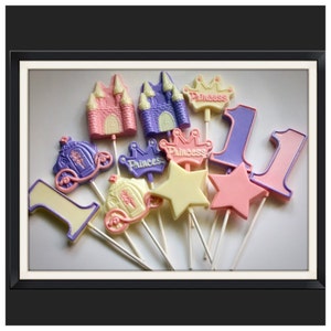 Princess Party  Chocolate lollipop favors girls princess birthday set of 15