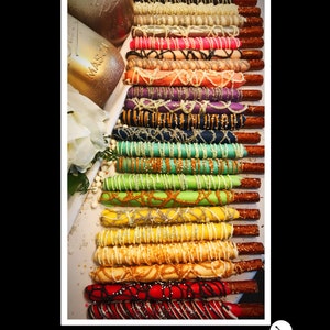 Chocolate pretzels, Gourmet sparkly chocolate covered pretzels - 2 dozen shimmer pretzels