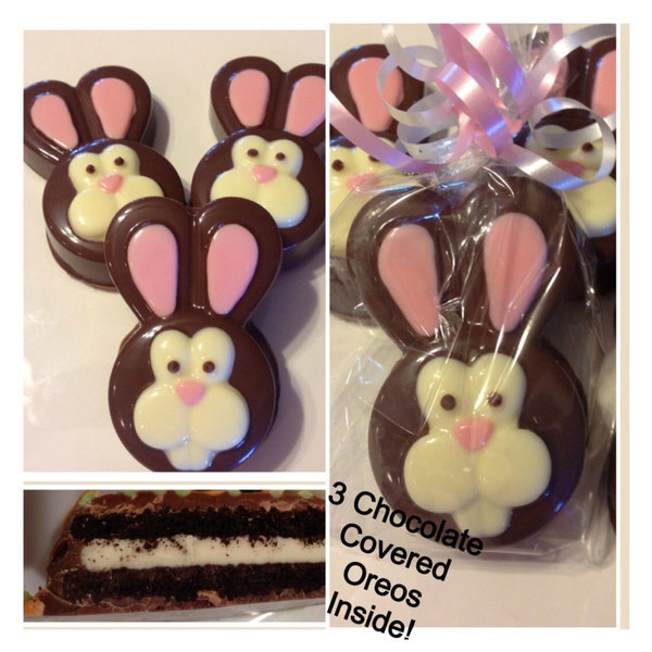 Easter bunny chocolate covered oreos Easter chocolate - Set of 12 Bunny treats