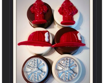 Fireman, Firefighter theme gourmet chocolate covered oreos