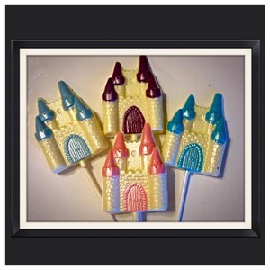 Princess Castle Chocolate Lollipops - Set of 12 Princess birthday lollipops