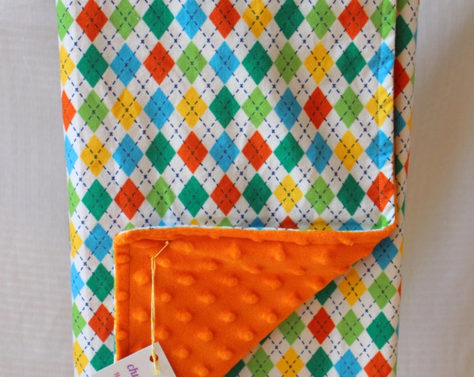 Baby Boy Snuggle Blanket // Argyle Snuggle Blanket // Orange Etsy