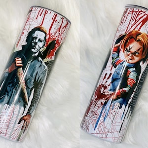 Horror Movie 20 oz Sublimation Tumbler, Horror Movie Tumbler, Horror Movie Cup, Jason Cup, Michael Myers Cup, Scream Cup, Chucky Cup
