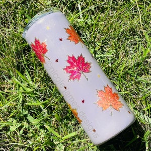 Peekaboo Fall Themed 20 oz Insulated Glitter Tumbler, Fall Leaf Cup, Fall Leaf Tumbler, Fall Cup, Fall Tumbler, Peekaboo Tumbler