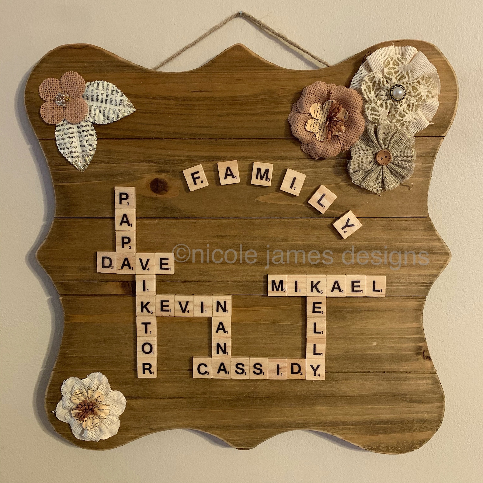 Family Names Scrabble Wall Art Etsy