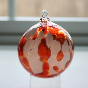 Hand Blown Glass Ornament, Suncatcher, Glass Sphere, Xmas Ball, Red and White, Handmade, Holiday, Handblown, Orb by Studio at Penny Lane