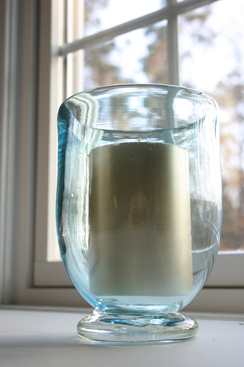 Hand Blown Glass Votive Light Blue Tulip Vase Candle Holder Etsy Israel