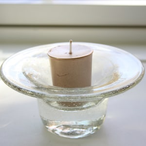 Hand Blown Glass Votive, Glass Candle Holder, Handblown, Clear Glass, The Studio at Penny Lane, Lighting, Unique Gift, Seeded Glass Votive