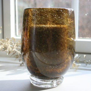 Hand Blown Glass Votive, Tulip Vase, Candle Holder, Glittery Gold, Handblown, Minimalist, Boho, StudioAtPennyLane, Lighting, Amber Gold