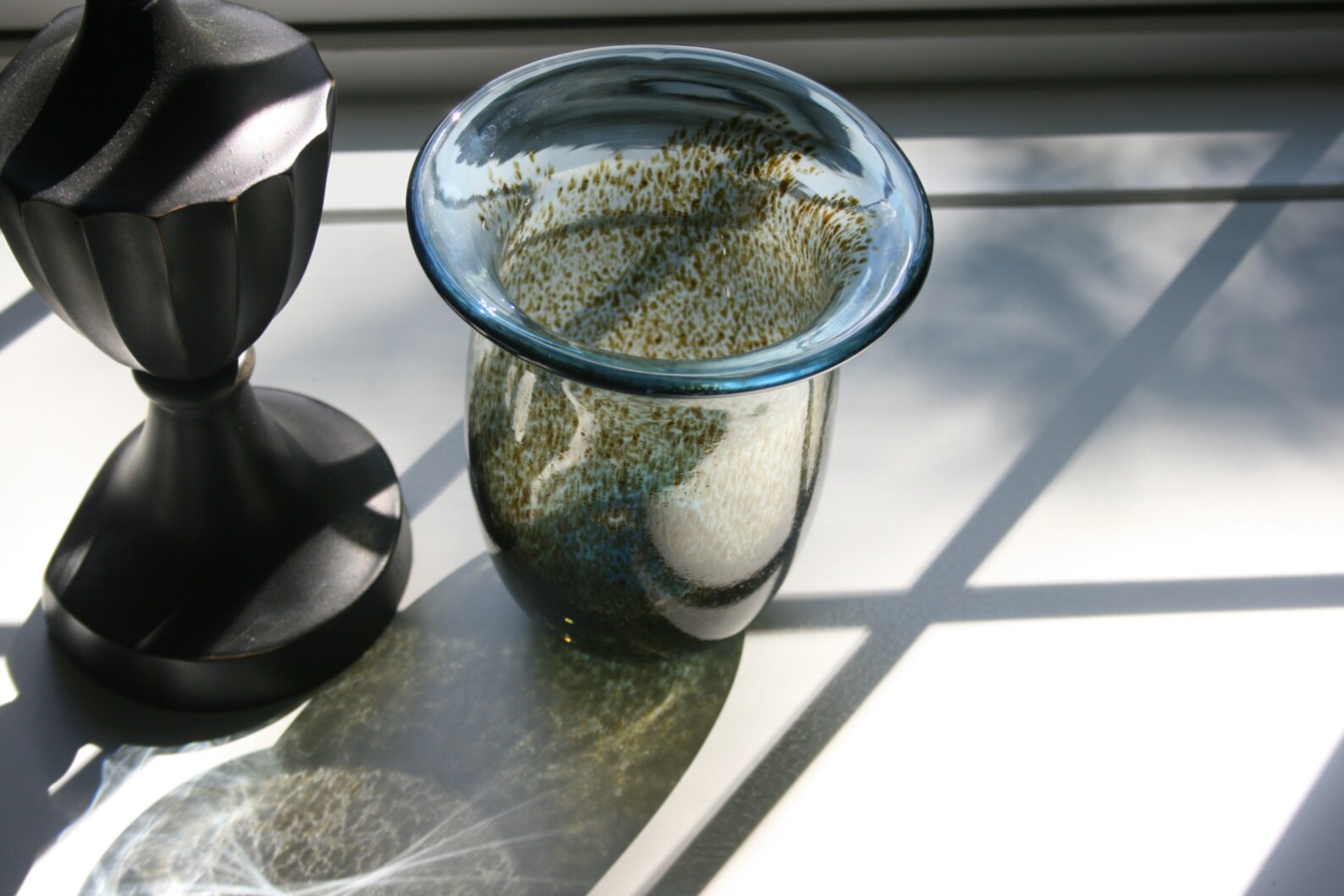 Hand Blown Glass Vase Hurricane Light Aquamarine Blue Etsy