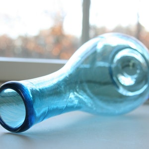 Handblown Glass Vase, Footed Vase, Aquamarine Blue, Vibrant, Hand-Blown, Pedestal, Minimalist, Elegant, Home Decor, TheStudioAtPennyLane
