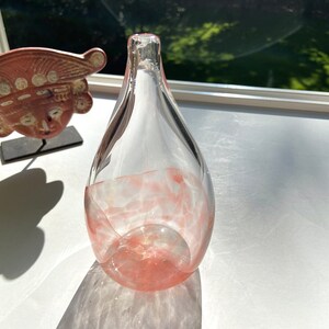 Hand Blown Glass Bud Vase, Clear and Red, Rust Leaf, Autumn Decor, StudioAtPennyLane, Handblown, Classic Vase, Simple, Minimalist, Organic
