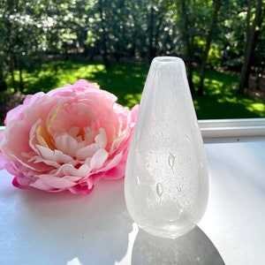Hand Blown Glass Bud Vase,Clear, Bubbles, Petite, The Studio at Penny Lane, Handblown, Frosted Glass, Constellation Pattern, Abstract, Small