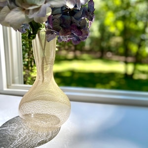 Hand-Blown Glass Light Gold Vase, Glittery Gold Bud Vase, Handblown, Bud Vase, Minimalist, Boho Chic, Classic, Roman Bottle, Elegant, Simple