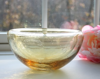 手吹き琥珀ガラスボウル モダンな装飾センターピース - Etsy 日本