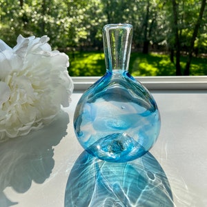 Light Blue Petite Bud Vase , Handblown Glass, Hand Blown Vase, Genie Vase, The Studio at Penny Lane, Boho Chic, Minimalist, Spring Vase