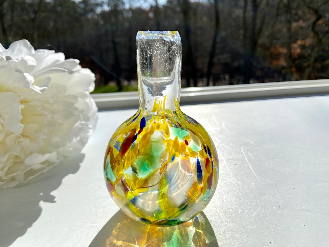 Hand Blown Glass Bud Vase, Multicolor Bud Vase, Handblown, Speckled