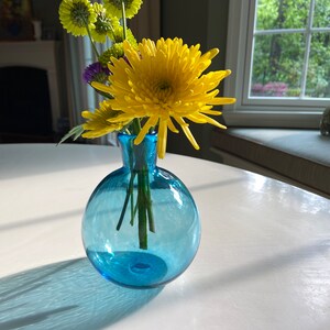 Light Blue Petite Bud Vase , Handblown Glass, Hand Blown Vase, Genie Vase, The Studio at Penny Lane, Boho Chic, Minimalist, Spring Vase