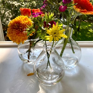 Hand-Blown Glass Bud Vase Set of 3, Clear Vases, Handblown, Shabby Chic, Minimalist, Boho, StudioAtPennyLane, Rustic, Summer in a Bottle