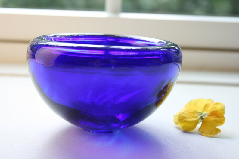 Hand Blown Glass Bowl Small Bowl Cobalt Blue Handblown The Etsy