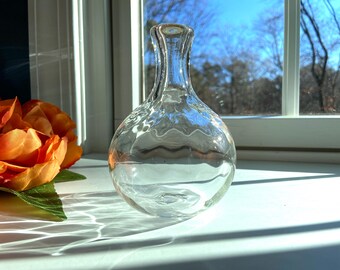Hand-Blown Glass Bud Vase: Clear Dimpled Glass, Petite Rustic Decor