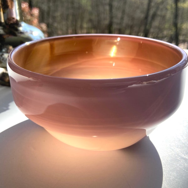 Hand Blown Glass Bowl, Iridescent Pink and Gold Bowl Handblown, Romantic, Shabby Chic, TheStudioAtPennyLane, Boho Chic, Oval, Organic Bowl