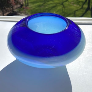 Hand-Blown Glass Bud Vase, Turquoise and Cobalt Blue, StudioAtPennyLane, Handblown, Boho Chic Decor, Vase, Urn Bud Vase, Unique, Colorful