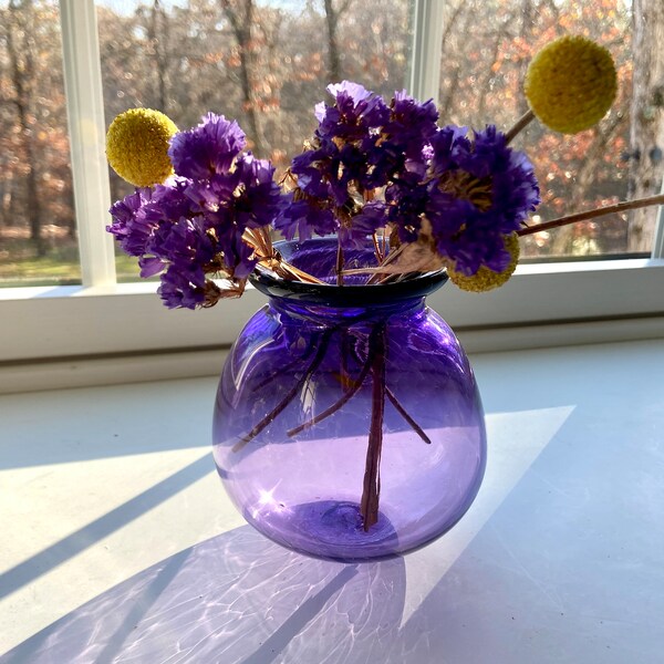 Purple Glass Vase Etsy