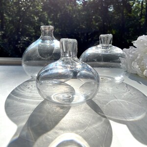 Hand-Blown Glass Bud Vase Set of 3, Clear Vases, Handblown, Shabby Chic, Minimalist, Boho, StudioAtPennyLane, Rustic, Summer in a Bottle