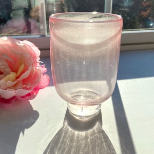 Hand Blown Glass Votive, Pale Pink Tulip Vase, Candle Holder, Handblown, Handmade Minimalist, Boho, StudioAtPennyLane, Lighting, Footed Vase