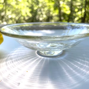 Handblown Glass Bowl, Clear, Ridged, Fluted Glass Low Bowl, Handblown, StudioAtPennyLane, Serving Bowl, Jewelry Holder, Candy Dish, Votive