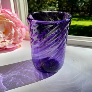 Hand-Blown Glass Votive, Amethyst Purple, Cup, Textured, Twist, Candle Holder, Handblown, Handmade, Minimalist, Boho Chic, StudioAtPennyLane
