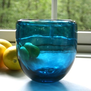 Hand-Blown Glass Votive, Aquamarine Tall Vase, Candle Holder, Handblown, Handmade Minimalist, Boho, Vase by Studio At Penny Lane, Lighting image 5