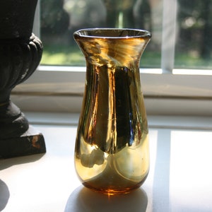 Vaso in vetro soffiato a mano, mercurio, ambra metallizzata, soffiato a mano, StudioAtPennyLane, vaso tulipano, portacandela votivo in vetro mercurio dorato, boho chic, specchiato