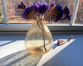 Hand Blown Glass Vase, Transparent Iridescent Light Gold Bud Vase, Handblown, Bud Vase, Minimalist, Boho Chic, The Studio at Penny Lane