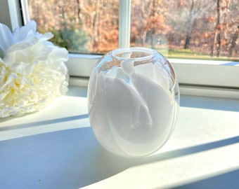 Hand Blown Glass Vase, Opaque White Vase, Handblown, Bullet Vase, Bud Vase, Minimalist, Boho Chic, Studio at Penny Lane, Fresh, Petite Vase