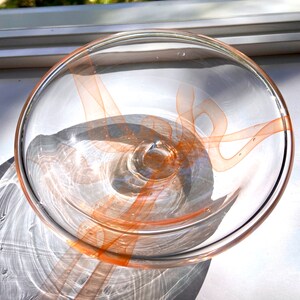 Hand Blown Glass Bowl, Orange, Tableware, Boho Chic, Serving Bowl, Abstract Glass Bowl, Hand-blown, StudioAtPennyLane, Unique Glass Low Bowl