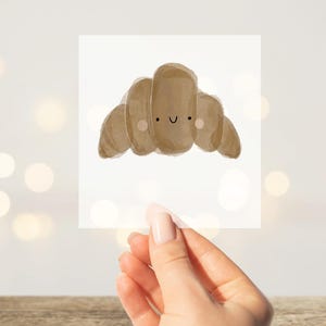 Bügelbild Croissant 7x10cm DIY DTF Folie dunkle UND helle Textilien Gesicht Junge Mädchen bild 1
