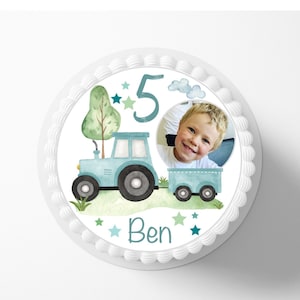 Topper per torta trattore acquerello foto fondente nome desiderato diametro 20 cm zucchero immagine torta immagine compleanno bambini trattore fattoria ragazzo