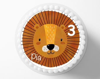 Cake topper lion face fondant desired name 20 cm diameter cake decoration cake image sugar image children's birthday