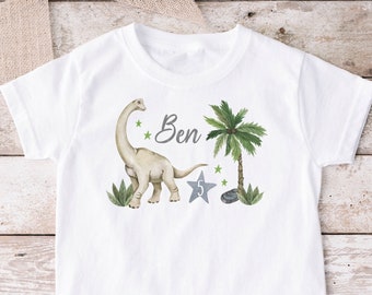 Opstrijkafbeelding of T-shirt dino naam verjaardagsnummer verjaardag shirt textiel transferfolie T-shirt lange nek dinosaurus