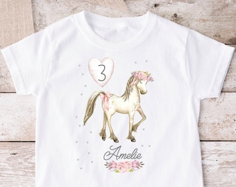 Imagen termoadhesiva o camiseta caballo cumpleaños camiseta de cumpleaños nombre deseado tela blanca o de colores