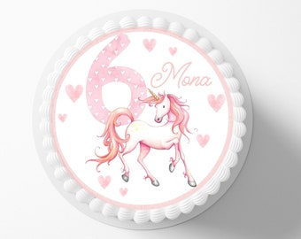 Tortenaufleger Einhorn Fondant Wunschname 20 cm Zuckerbild