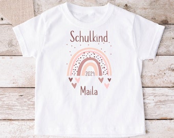 Bügelbild oder TShirt Langarmshirt Schulkind Regenbogen Schulkind mit Name personalisiert DIY Shirt Schulanfang