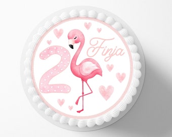 Tortenaufleger Flamingo Fondant Wunschname 20 cm Durchmesser Zuckerbild