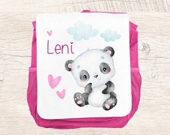 Kindergartentasche Panda Wunschname pink KindergartenRucksack