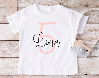 TShirt Number + Name Birthday Shirt Points Name Birthday Number White Girl Personalized Short Sleeve