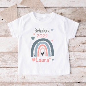 TShirt Schoolchild Rainbow Name Year white