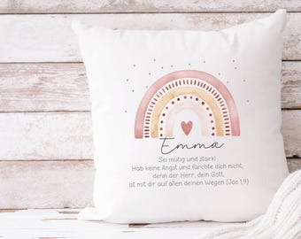 Kissen Kissenbezug Taufe Kommunion Regenbogen personalisiert Name weiß Mädchen Geschenk Kommunion Kommunionsgeschenk Geschenk Mädchen